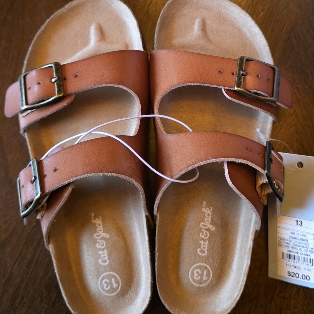 Cat & Jack Brown Double-Buckle Kids Sandals